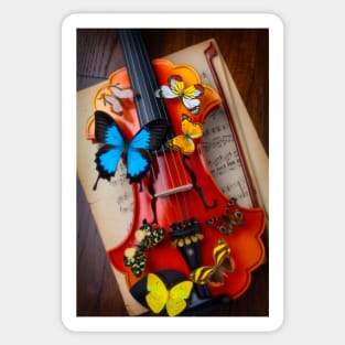 Baroque Violin With Many Butterflies Sticker